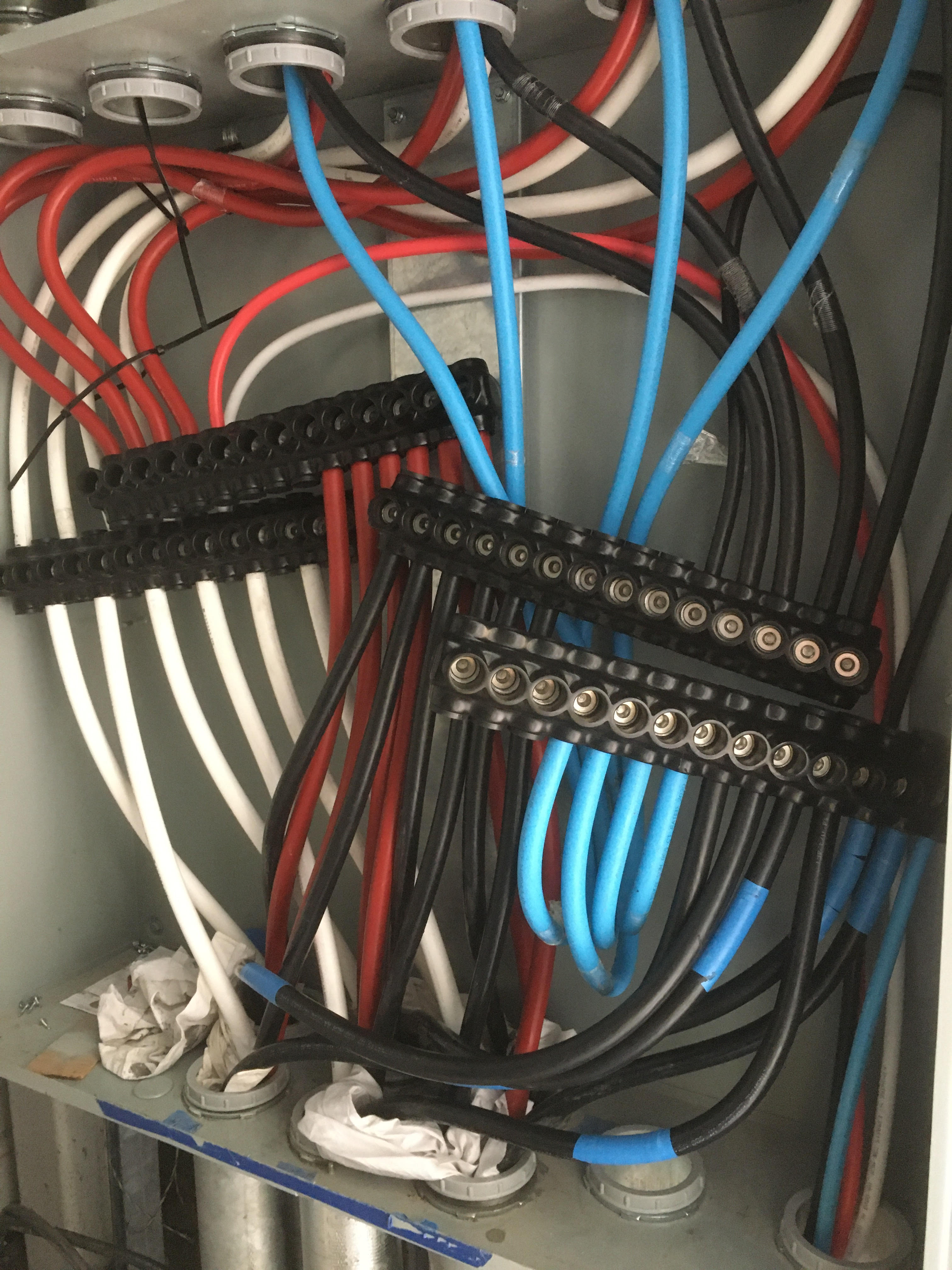 Heavy gauge wire terminations with color-coded conductors for commercial electrical in Austin TX